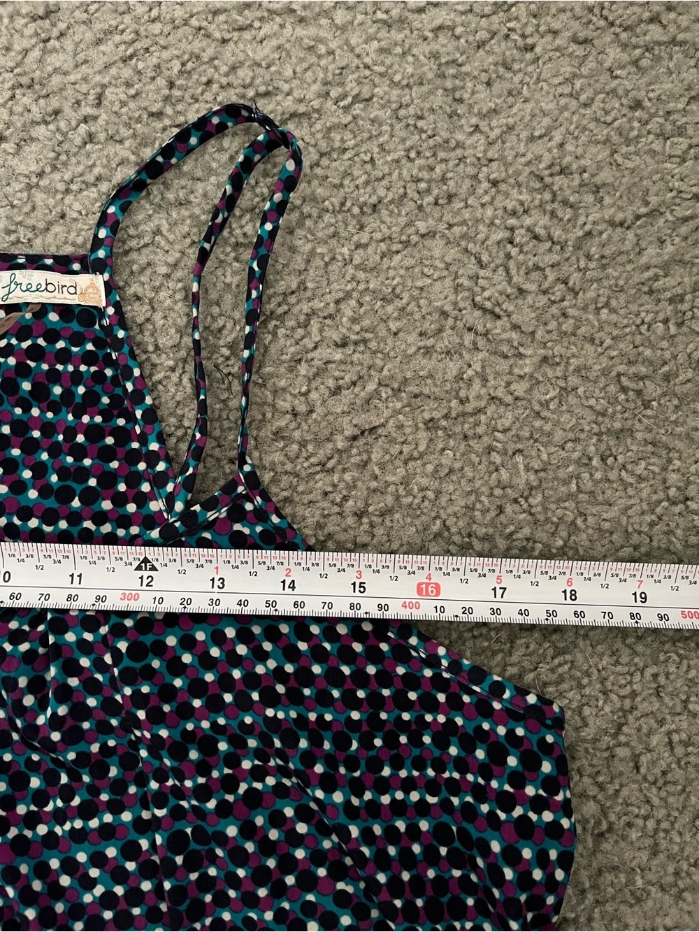freebird Navy Geo Halter Camisole with Teal & Purple Dots - Picture 3 of 5